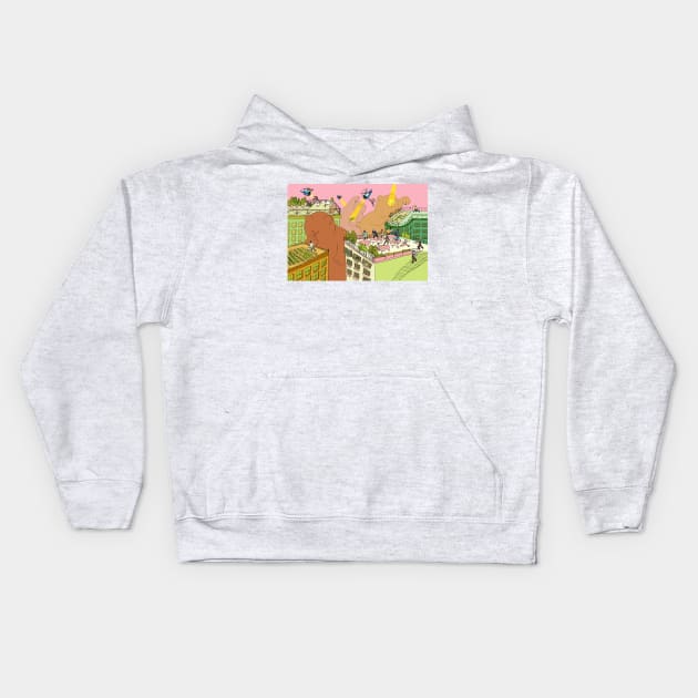 Green Eater Bears Kids Hoodie by LillianXie